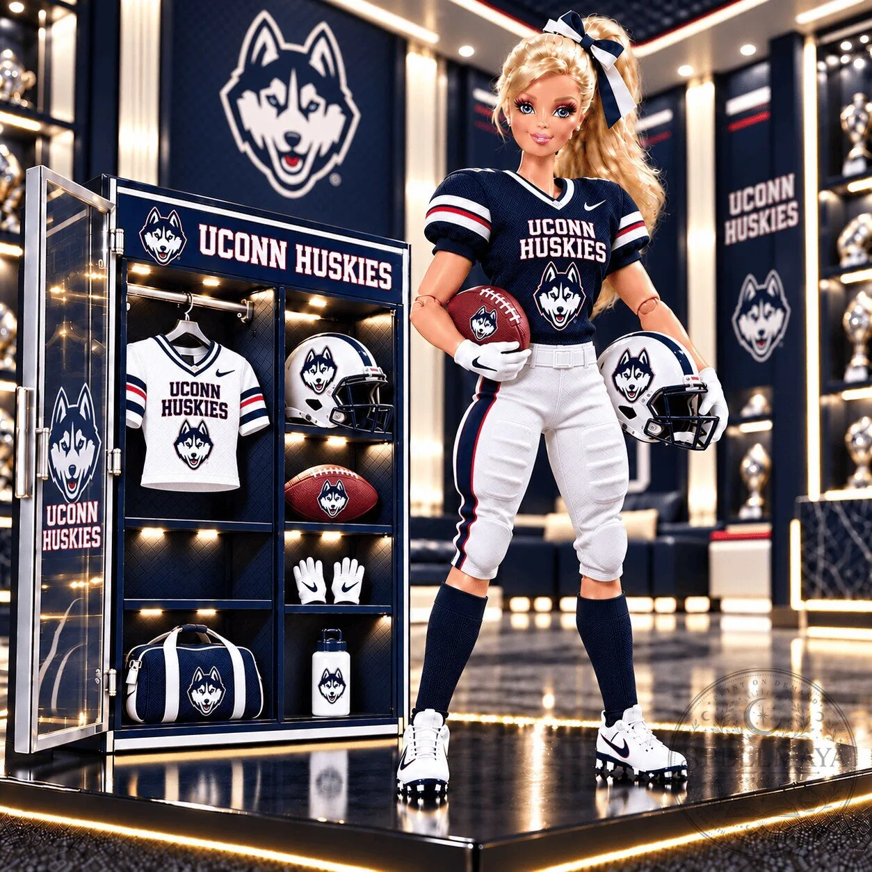 UConn Huskies Barbie Football Player Collectible Doll 1 UConn Huskies Barbie Football Player Collectible Doll