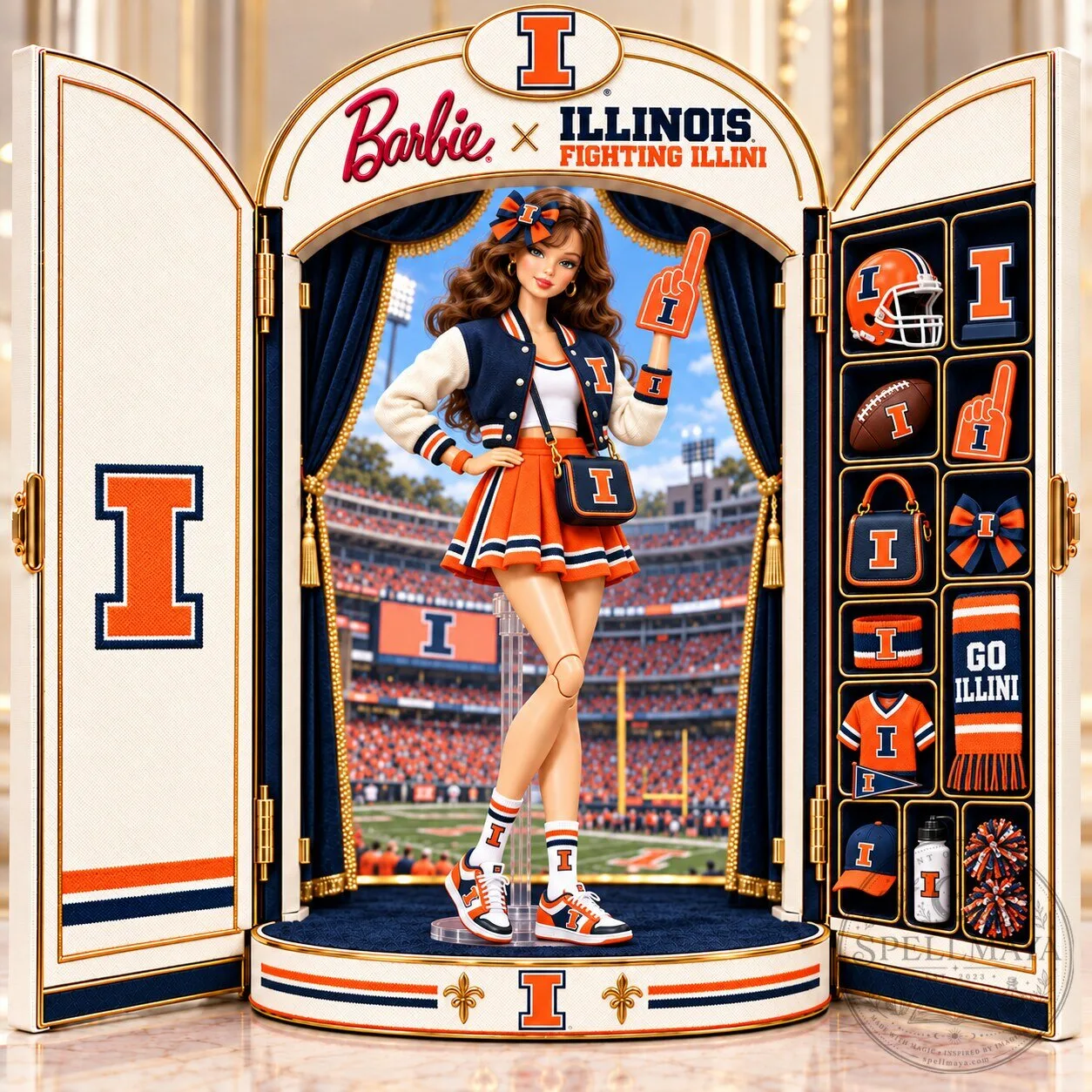 Barbie x Illinois Fighting Illini Commemorative Collectible Doll Figure