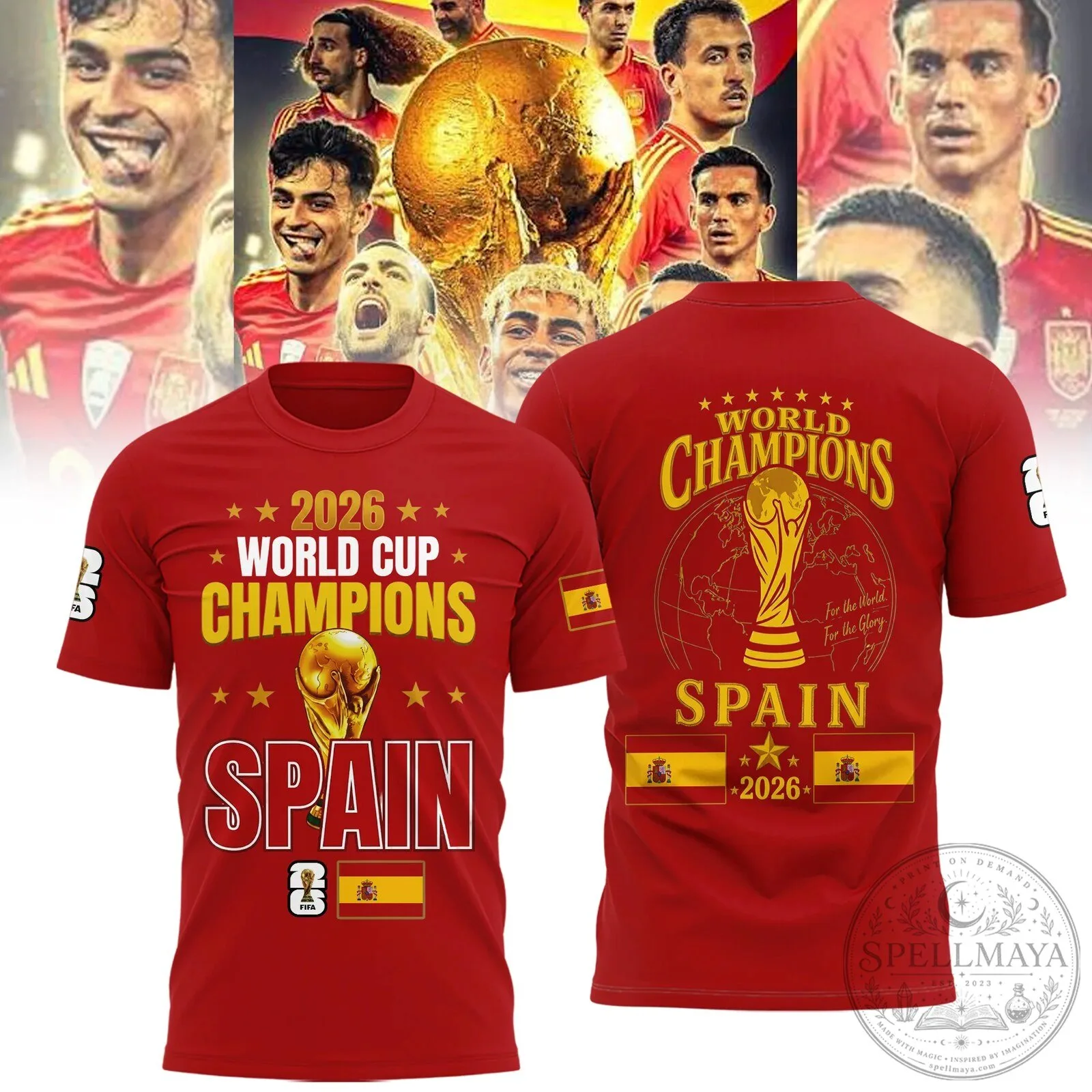2026 World Cup Champions Red T-Shirt for Spain National Football Team