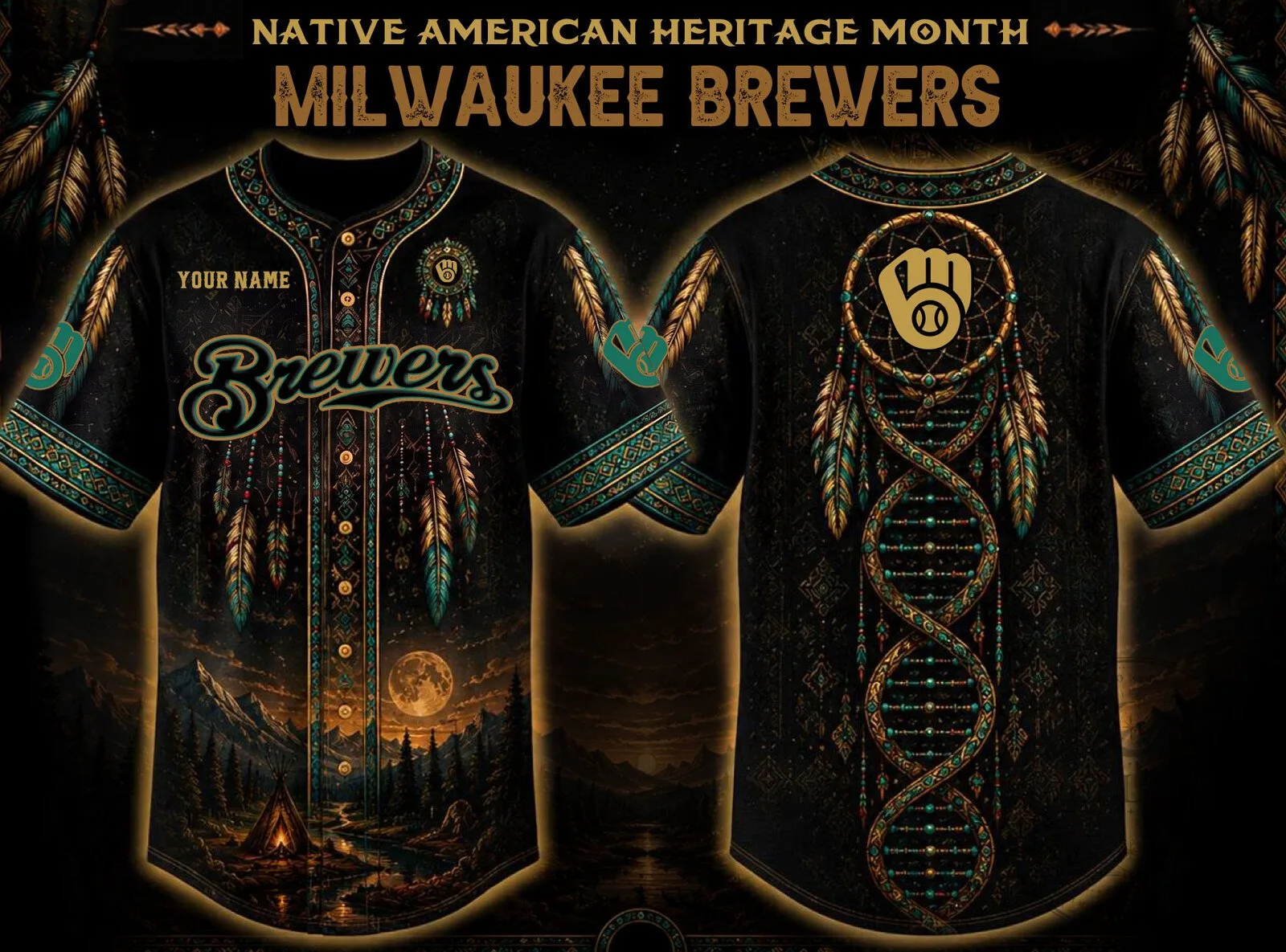 Milwaukee Brewers Baseball Native American Heritage Month Personalized Jersey