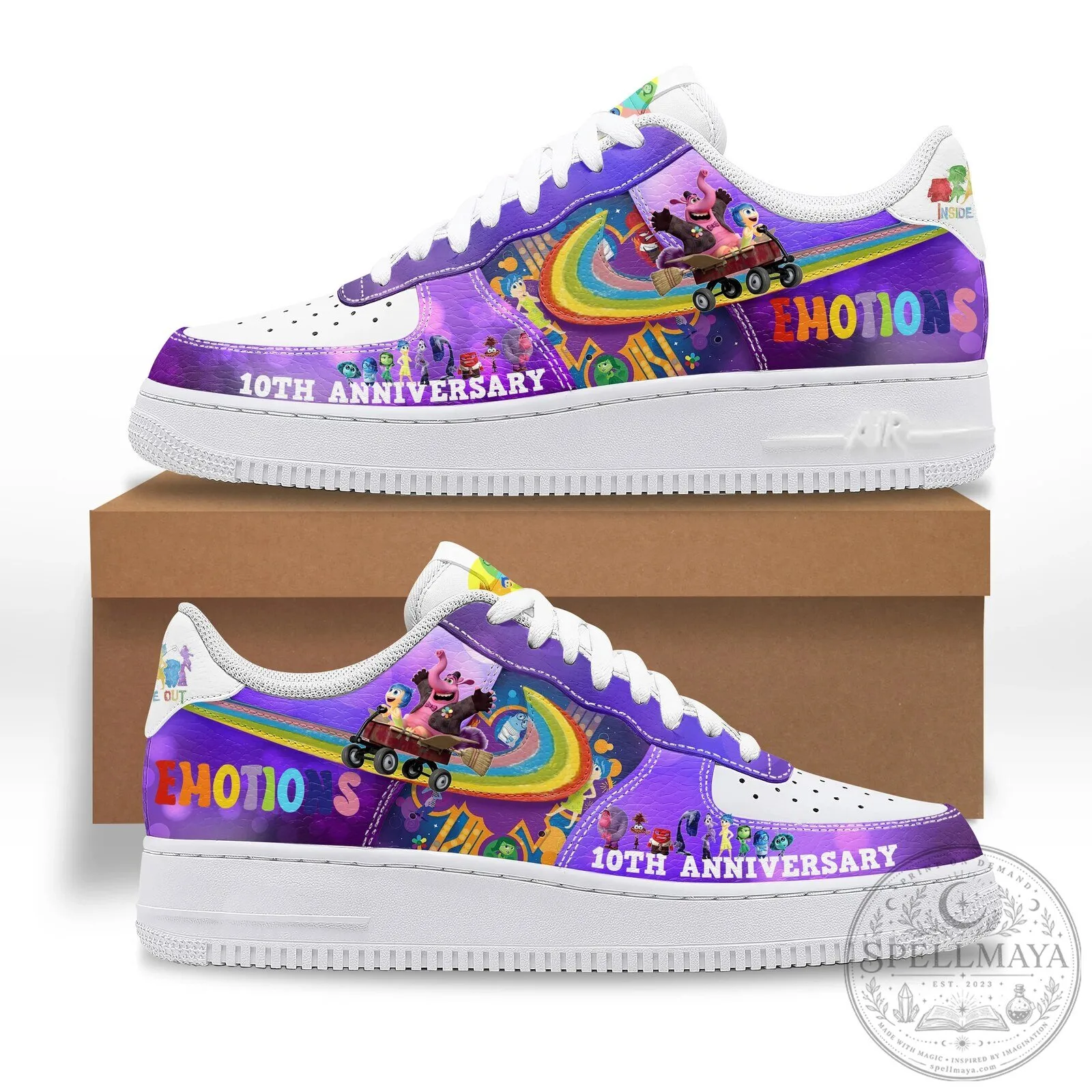 Inside Out 10th Anniversary Emotions Rainbow Custom Sneakers