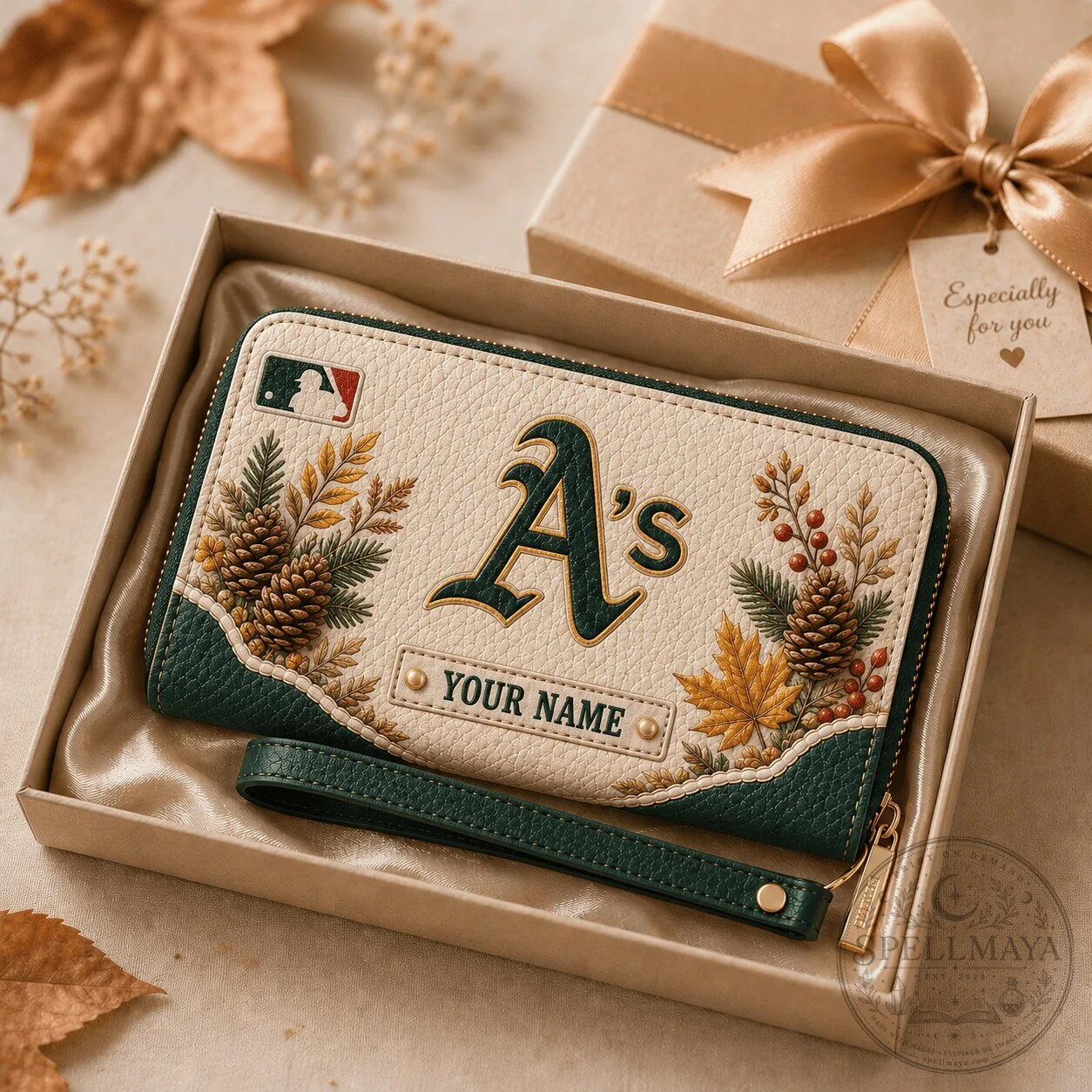 Oakland Athletics MLB Autumn Style Custom Name Women's Wallet