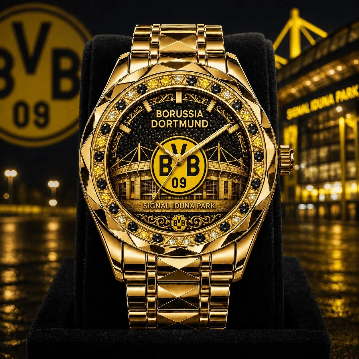 Borussia Dortmund Signal Iduna Park Gold Tone Men's Wrist Watch