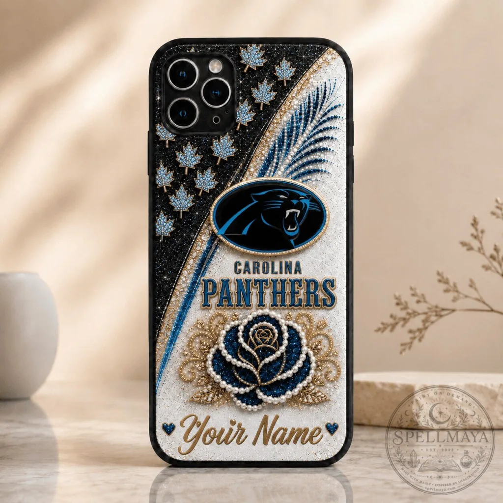 Carolina Panthers Personalized Glitter Pattern Phone Case Carolina Panthers Personalized Glitter Pattern Phone Case