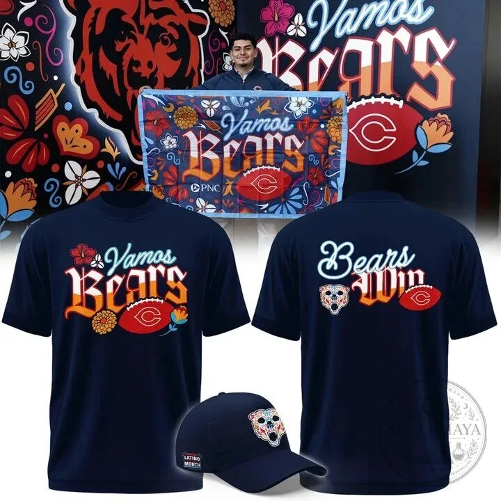 Chicago Bears Latino Heritage Month Vamos Bears Football T-Shirt 2 Chicago Bears Latino Heritage Month Vamos Bears Football T-Shirt