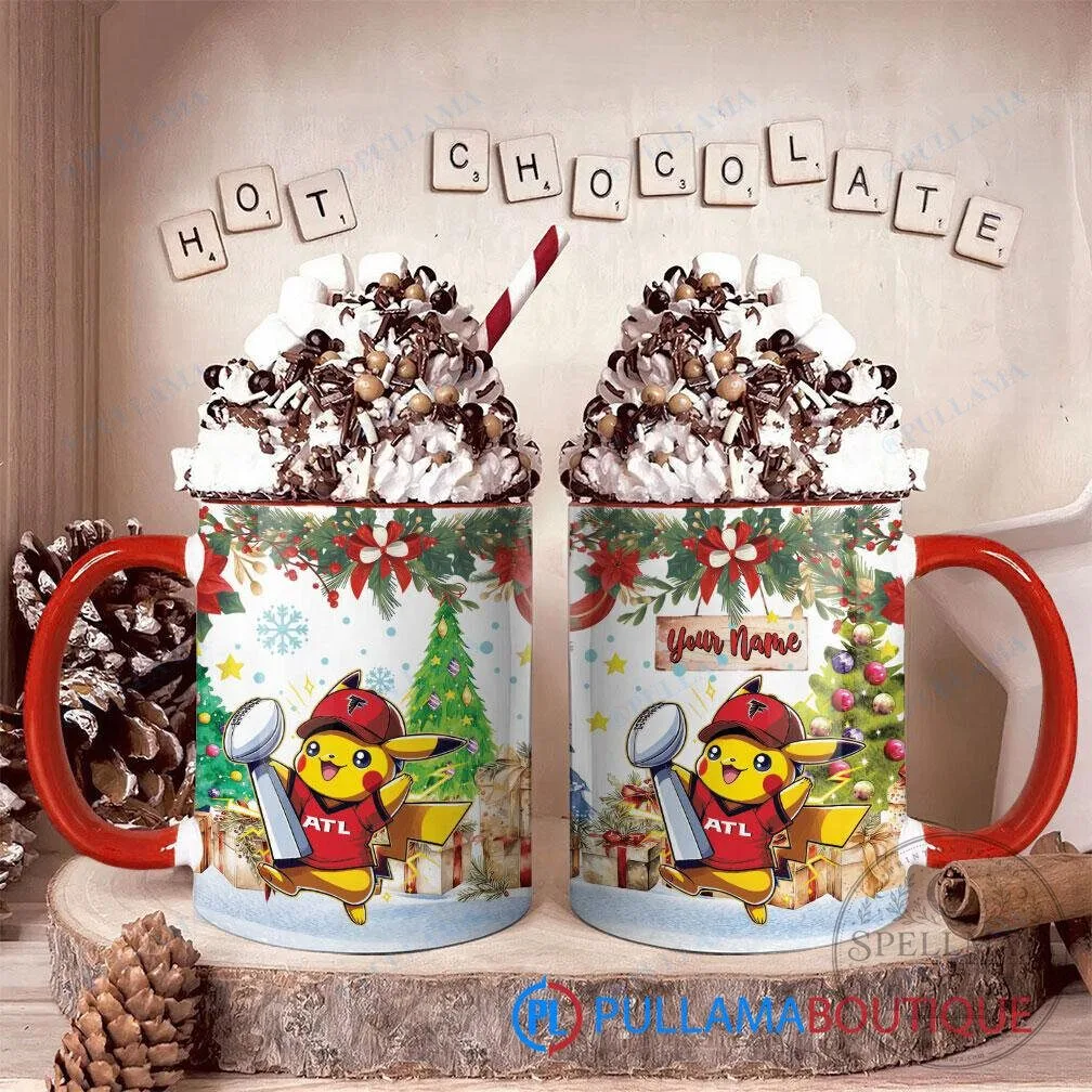 Atlanta Falcons Pikachu Pokemon Christmas Super Bowl Trophy Accent Mug