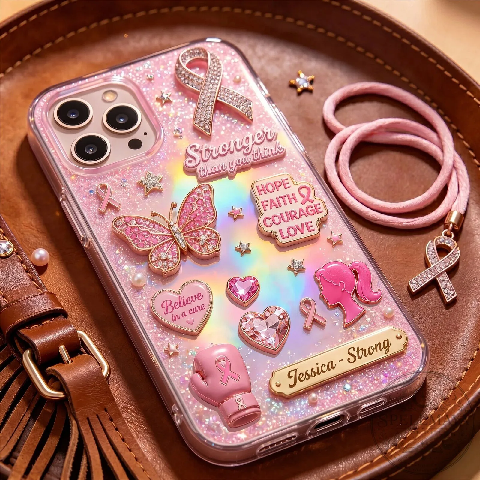 Personalized Pink Ribbon Breast Cancer Awareness Stronger Than You Think Phone Case
