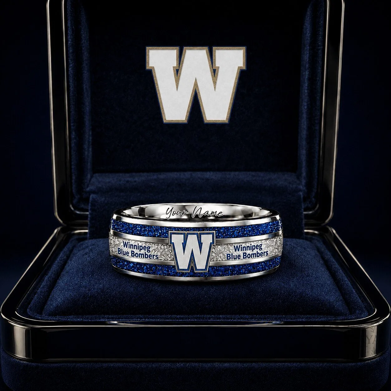 Personalized Name Ring for Winnipeg Blue Bombers CFL Fans