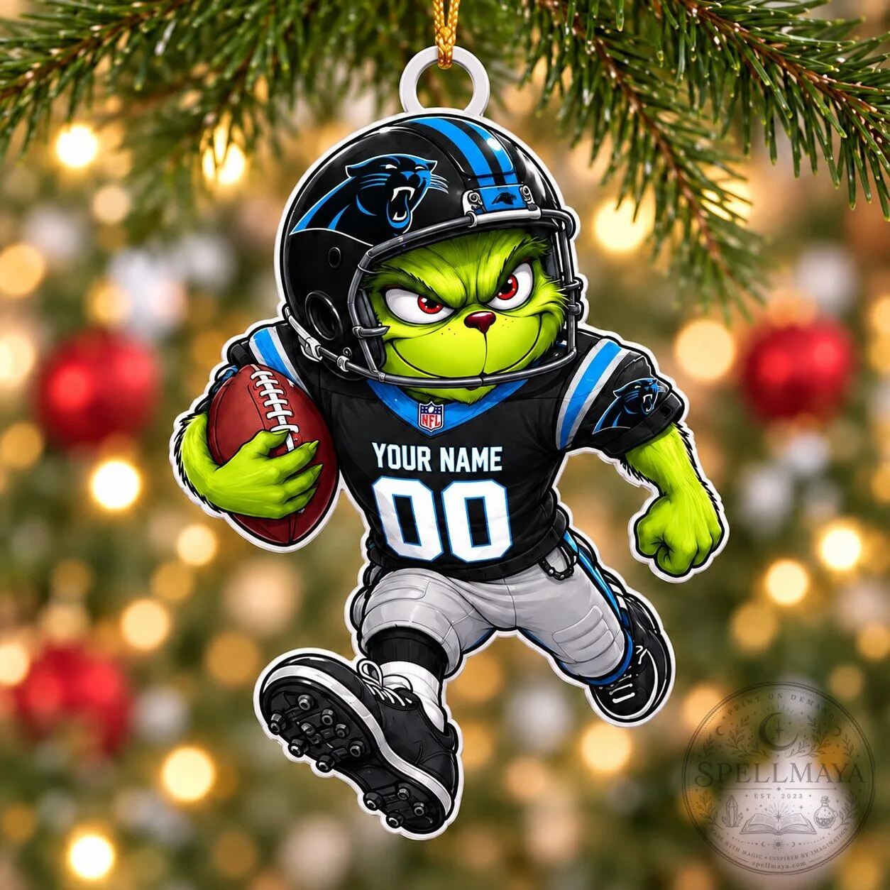 Carolina Panthers Grinch Football Player Christmas Tree Ornament 10 Carolina Panthers Grinch Football Player Christmas Tree Ornament