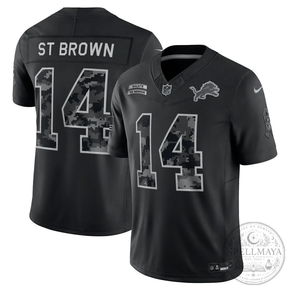 Amon-Ra St. Brown Detroit Lions Salute to Service Black Football Jersey
