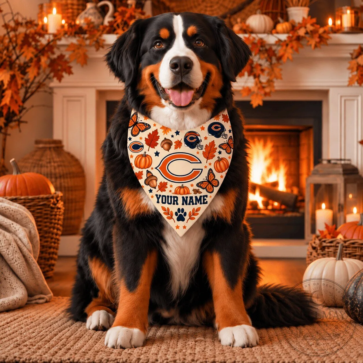 Chicago Bears Personalized Pet Bandana for Dogs and Cats with Custom Name 1 Chicago Bears Personalized Pet Bandana for Dogs and Cats with Custom Name
