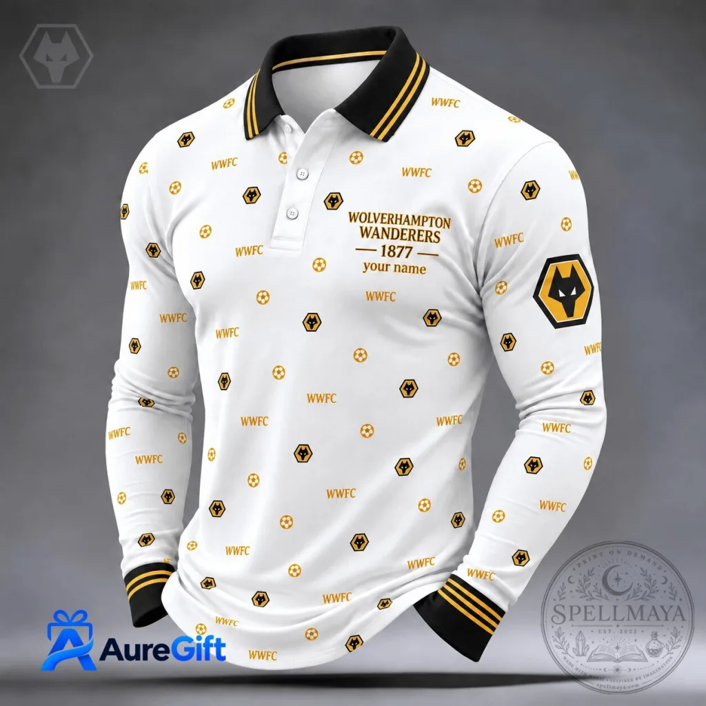 Wolverhampton Wanderers Football Club Personalized Long Sleeve Polo Shirt Wolverhampton Wanderers Football Club Personalized Long Sleeve Polo Shirt