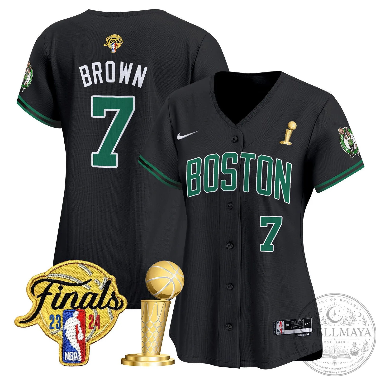 Boston Celtics Jayson Tatum 2024 NBA Finals Champions Baseball Jersey 48 Boston Celtics Jayson Tatum 2024 NBA Finals Champions Baseball Jersey