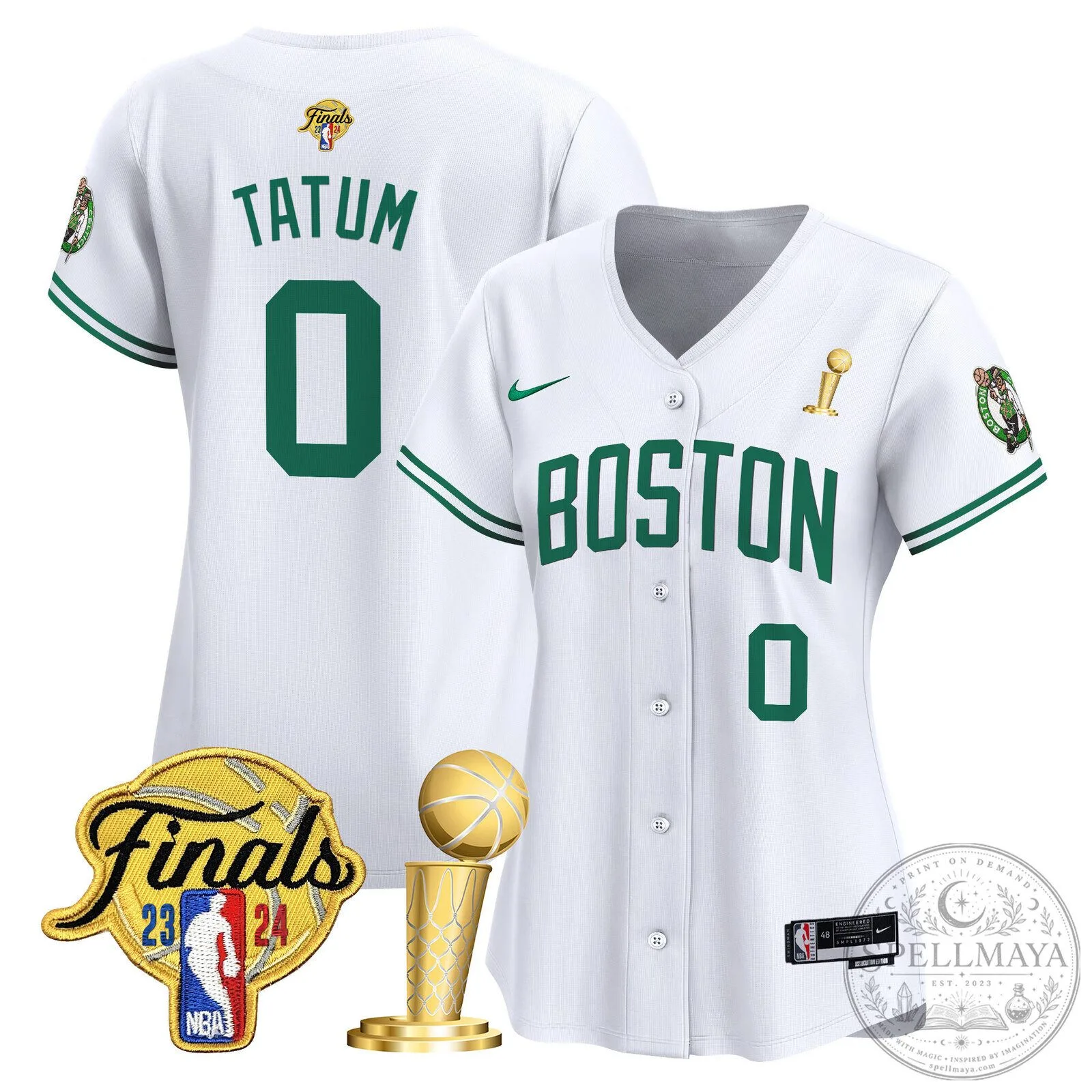 Boston Celtics Jayson Tatum 2024 NBA Finals Champions Baseball Jersey 60 Boston Celtics Jayson Tatum 2024 NBA Finals Champions Baseball Jersey