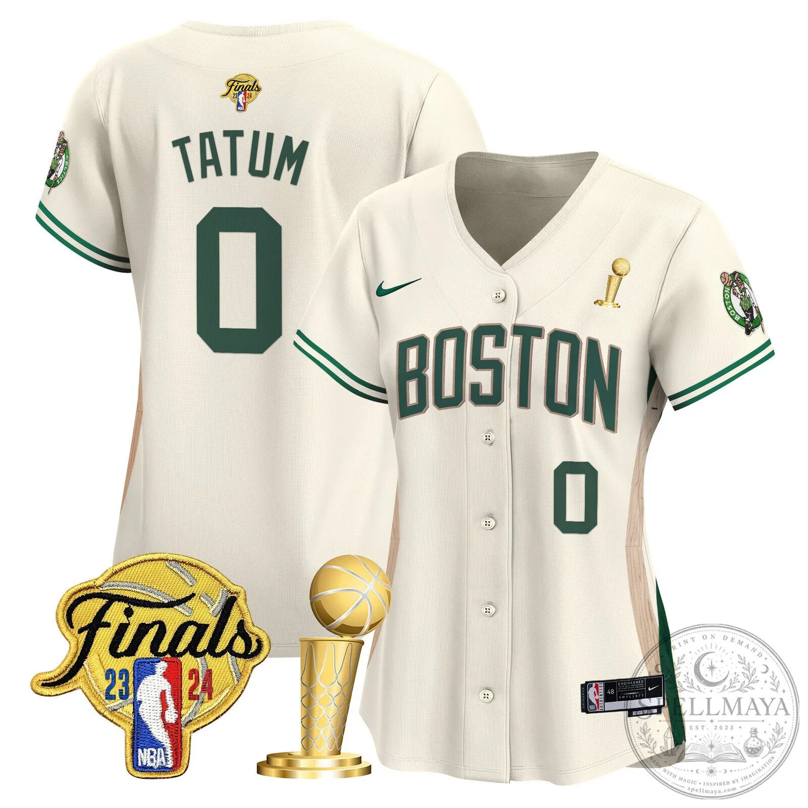 Boston Celtics Jayson Tatum 2024 NBA Finals Champions Baseball Jersey 67 Boston Celtics Jayson Tatum 2024 NBA Finals Champions Baseball Jersey