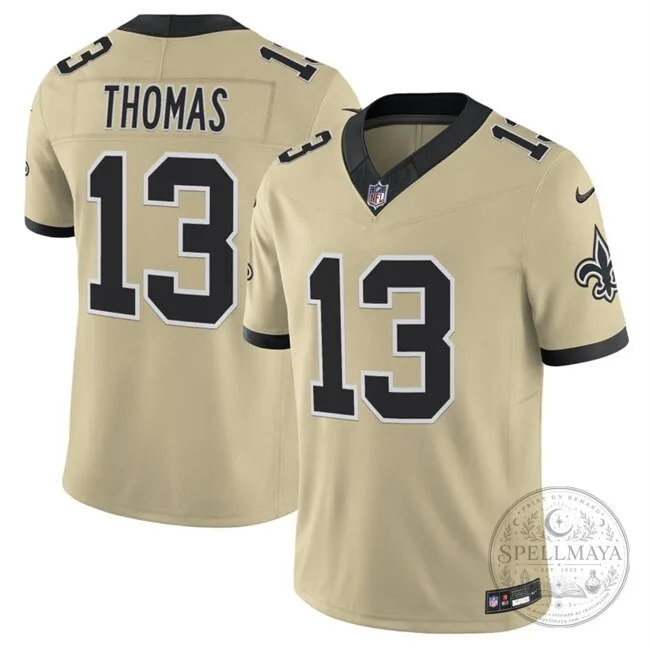 Michael Thomas Number 13 Gold Jersey for New Orleans Saints Football 2 Michael Thomas Number 13 Gold Jersey for New Orleans Saints Football