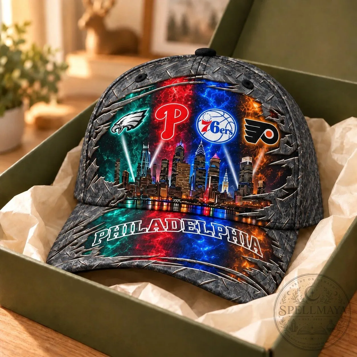 Philadelphia Sports Teams Metallic Skyline Diamond Plate Cap Hat 17 Philadelphia Sports Teams Metallic Skyline Diamond Plate Cap Hat