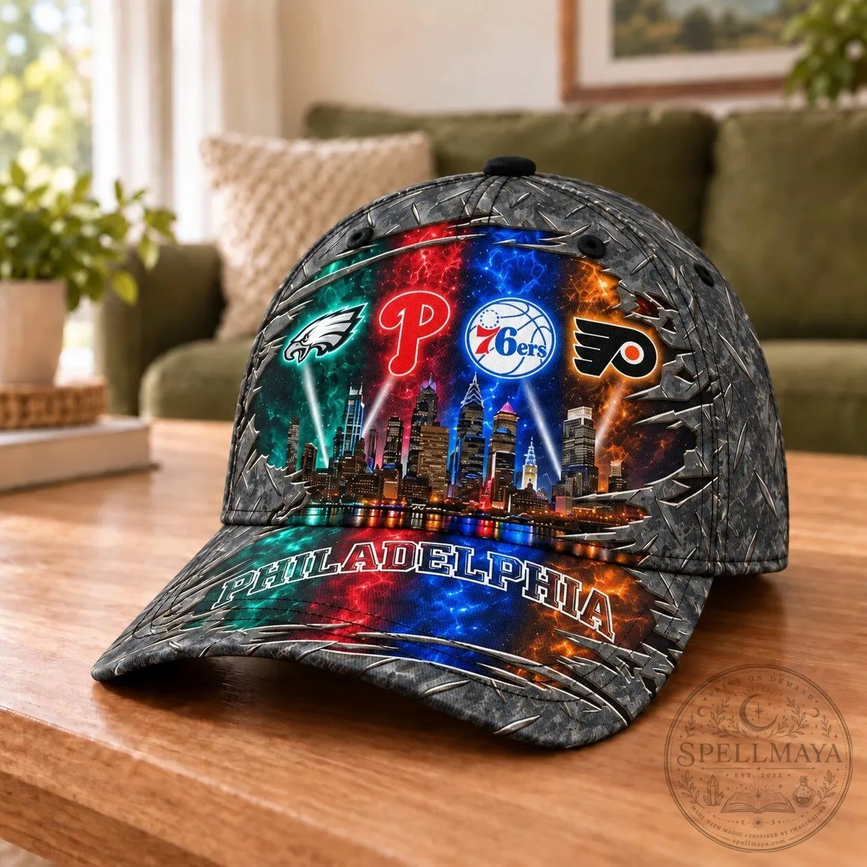 Philadelphia Sports Teams Metallic Skyline Diamond Plate Cap Hat 18 Philadelphia Sports Teams Metallic Skyline Diamond Plate Cap Hat