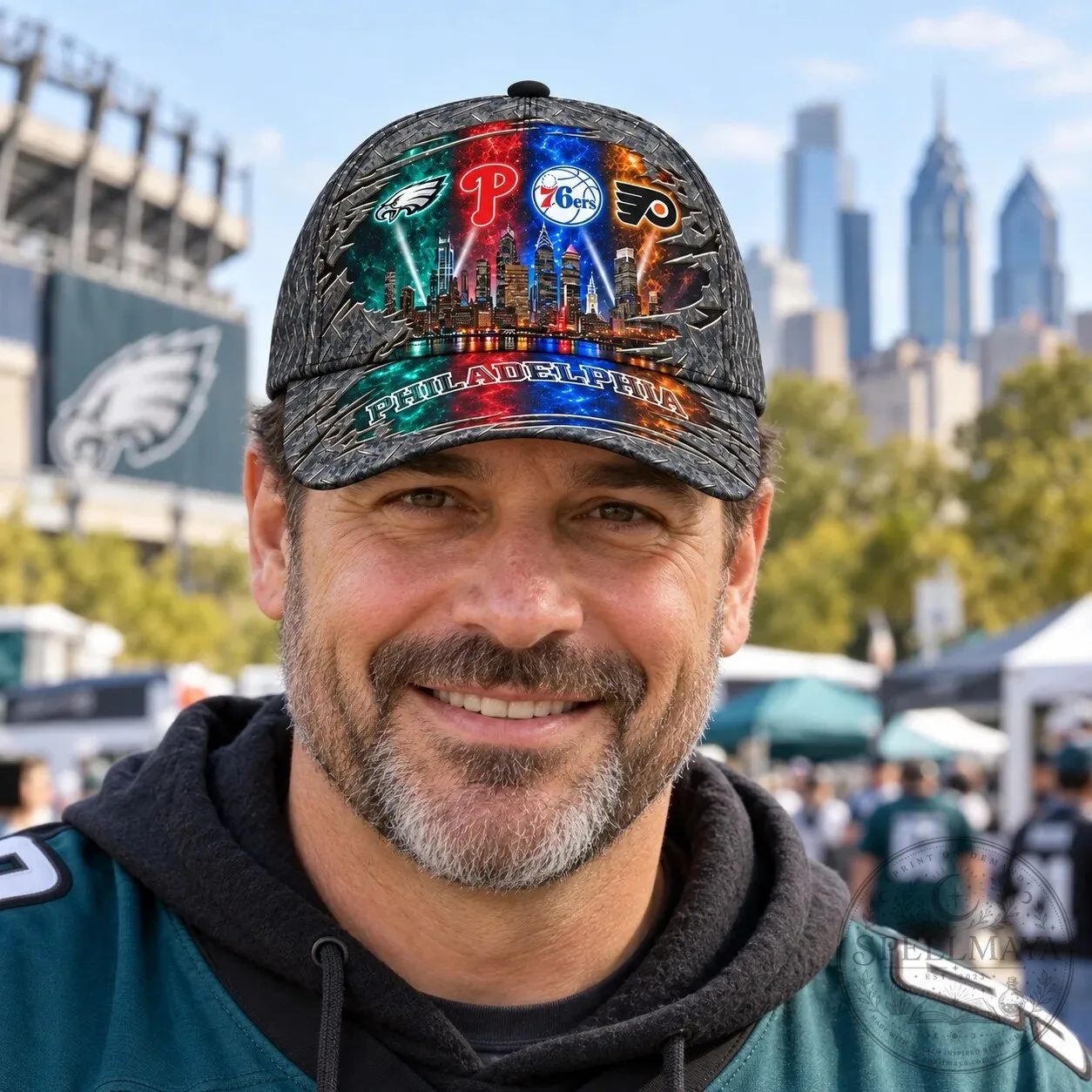 Philadelphia Sports Teams Metallic Skyline Diamond Plate Cap Hat 20 Philadelphia Sports Teams Metallic Skyline Diamond Plate Cap Hat