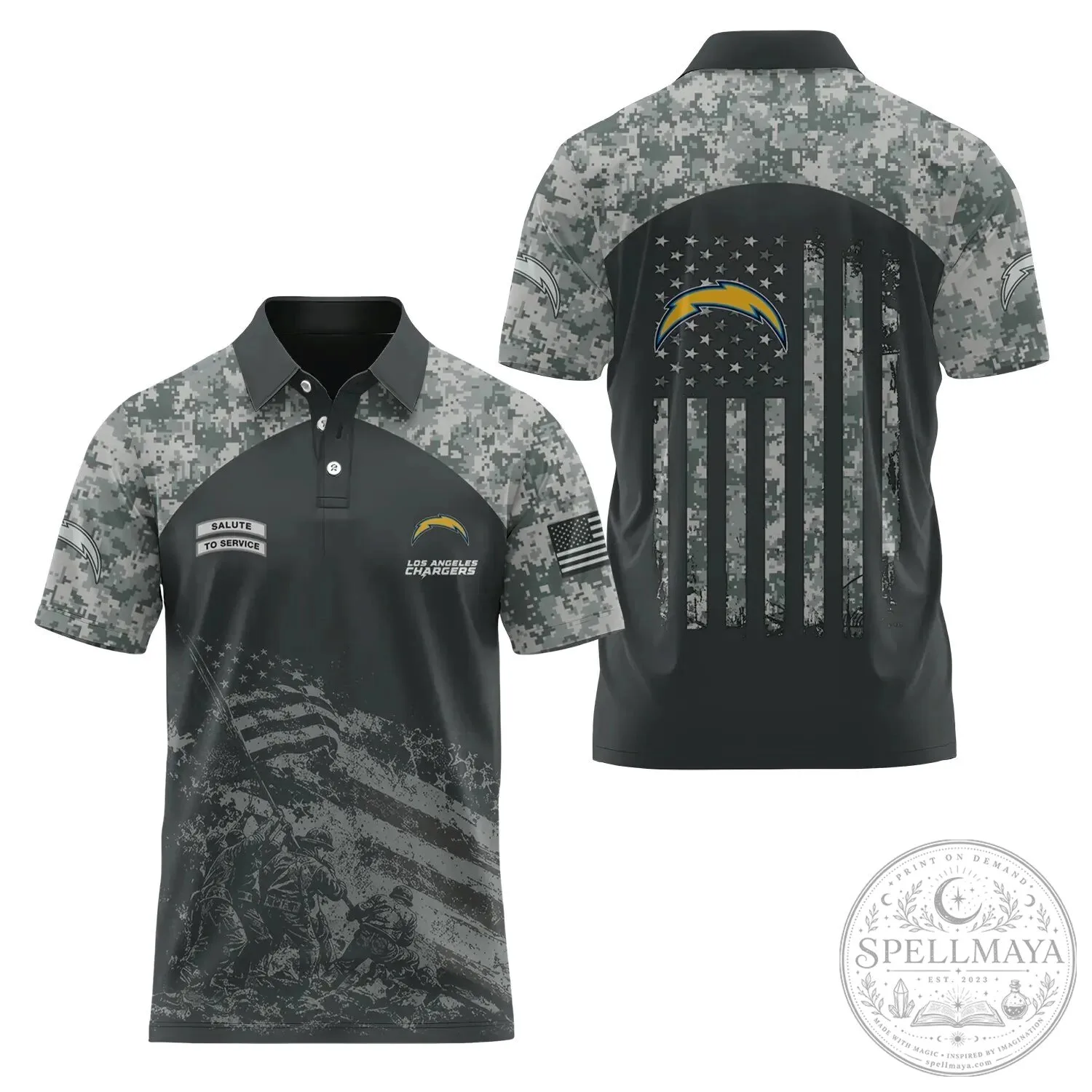 Los Angeles Chargers Salute To Service American Flag Polo Shirt 6 Los Angeles Chargers Salute To Service American Flag Polo Shirt