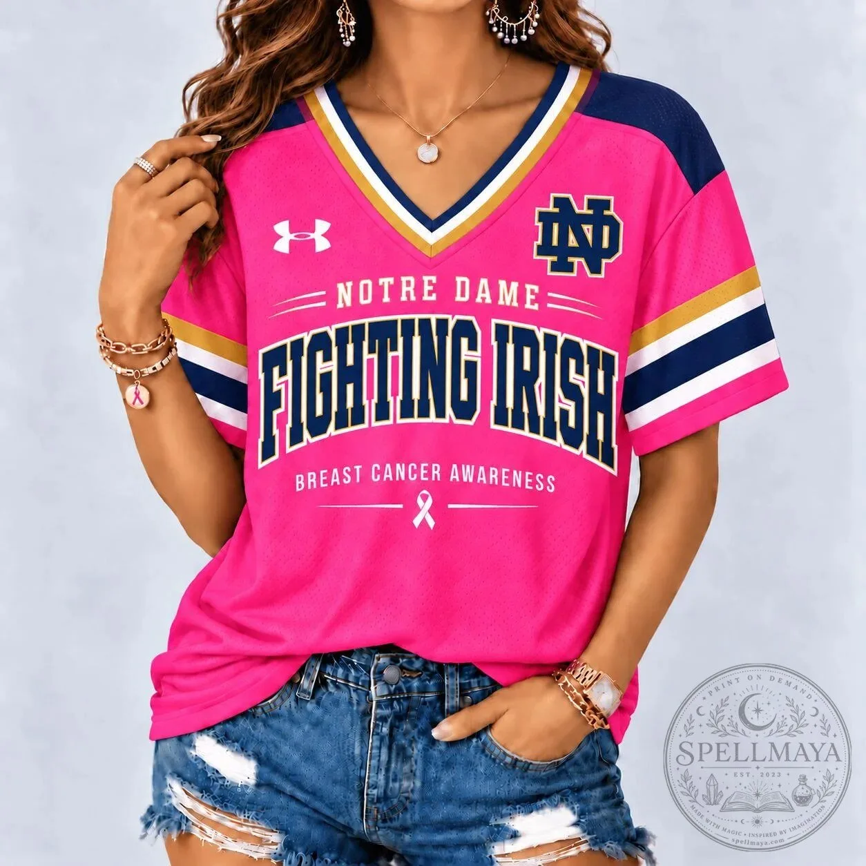 Notre Dame Fighting Irish Breast Cancer Awareness Pink Football Jersey 1 Notre Dame Fighting Irish Breast Cancer Awareness Pink Football Jersey