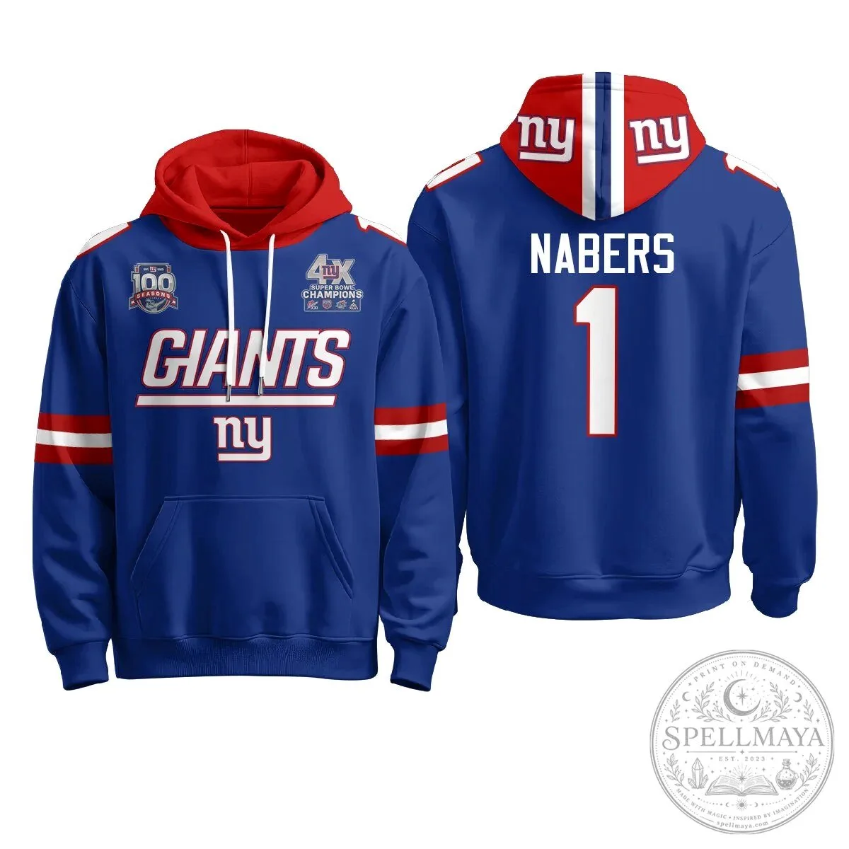 New York Giants Four Time Super Bowl Champions Red Football Hoodie 38 New York Giants Four Time Super Bowl Champions Red Football Hoodie