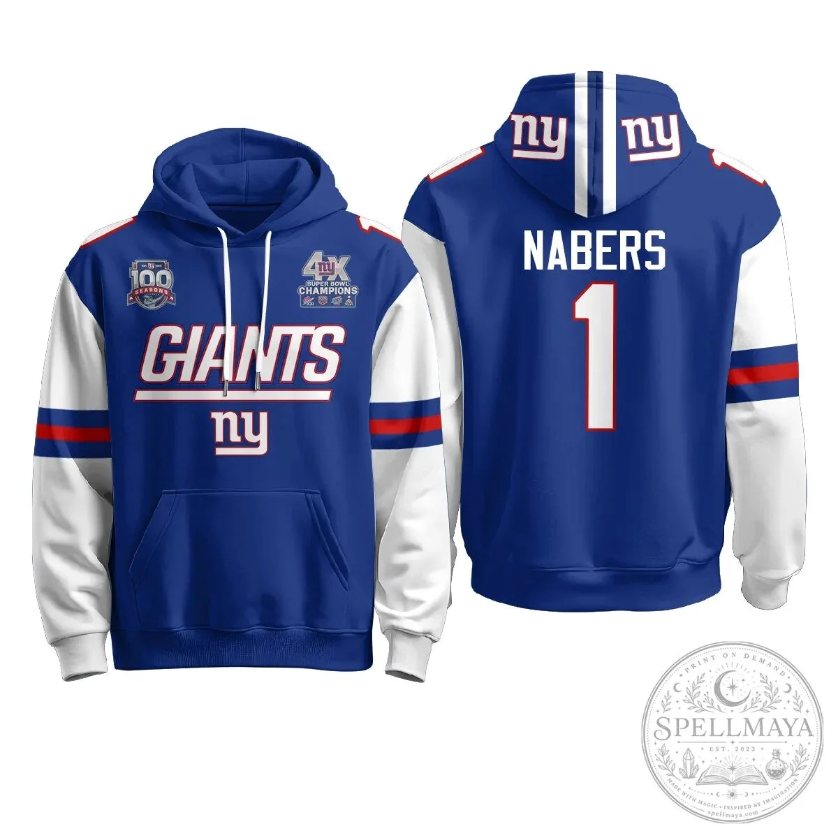 New York Giants Four Time Super Bowl Champions Red Football Hoodie 59 New York Giants Four Time Super Bowl Champions Red Football Hoodie