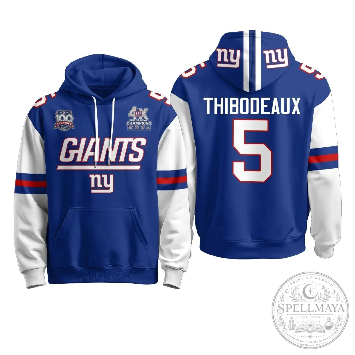 New York Giants Four Time Super Bowl Champions Red Football Hoodie 61 New York Giants Four Time Super Bowl Champions Red Football Hoodie