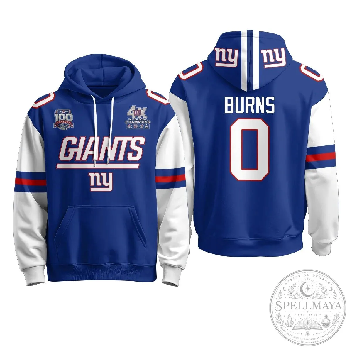 New York Giants Four Time Super Bowl Champions Red Football Hoodie 62 New York Giants Four Time Super Bowl Champions Red Football Hoodie