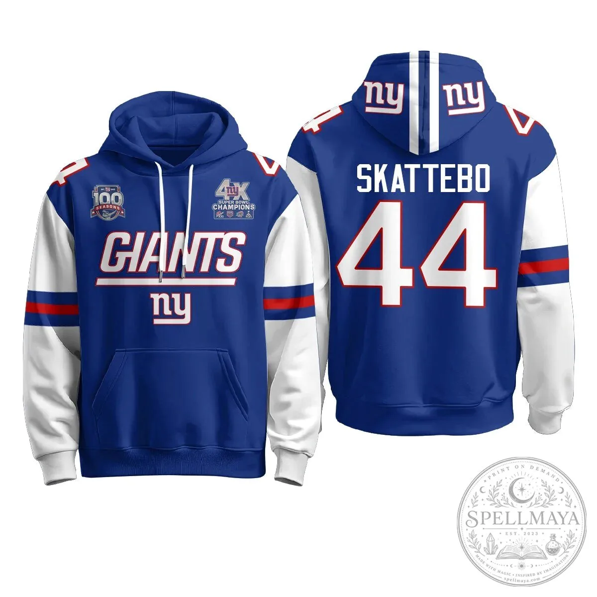 New York Giants Four Time Super Bowl Champions Red Football Hoodie 69 New York Giants Four Time Super Bowl Champions Red Football Hoodie