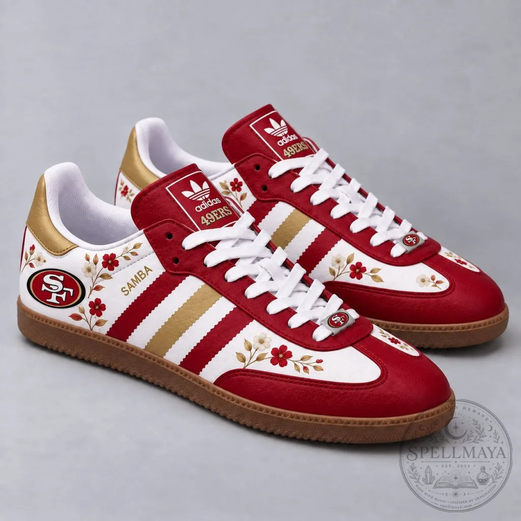 San Francisco 49ers Floral Game Day Samba Shoes for Men and Women San Francisco 49ers Floral Game Day Samba Shoes for Men and Women