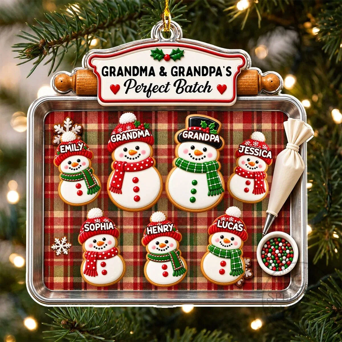 Grandma and Grandpa's Perfect Batch Personalized Cookie Snowman Christmas Ornament