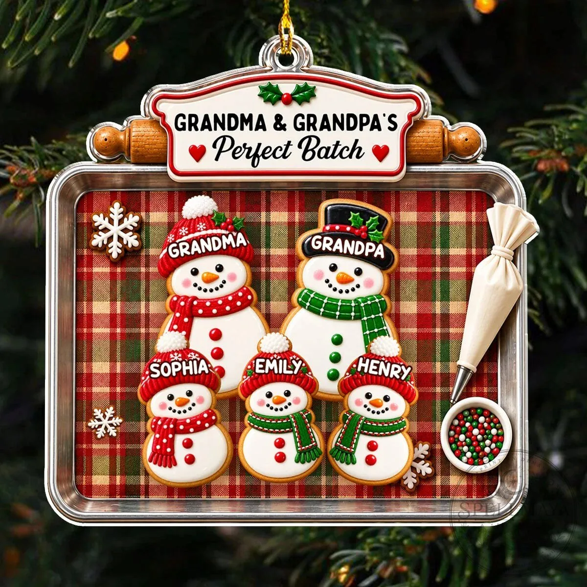 Grandma and Grandpa's Perfect Batch Personalized Cookie Snowman Christmas Ornament 14 Grandma and Grandpa