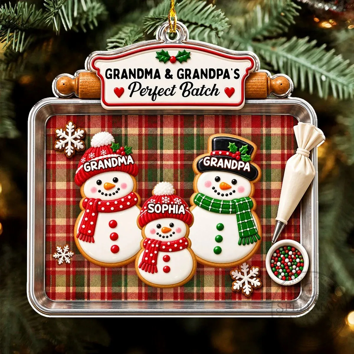 Grandma and Grandpa's Perfect Batch Personalized Cookie Snowman Christmas Ornament 15 Grandma and Grandpa