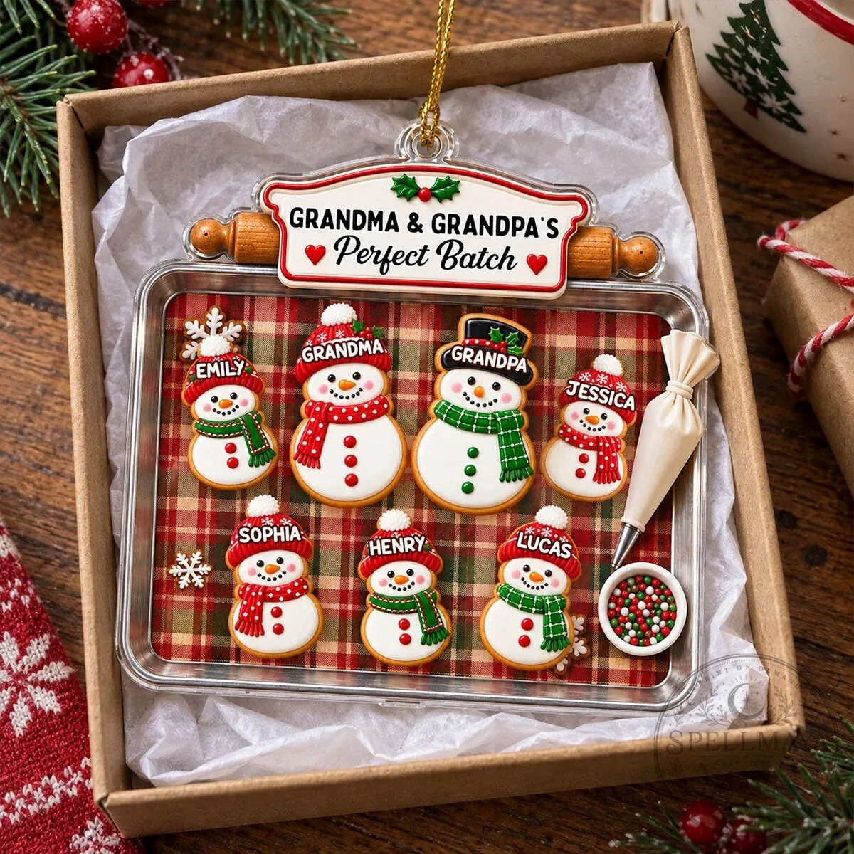 Grandma and Grandpa's Perfect Batch Personalized Cookie Snowman Christmas Ornament 17 Grandma and Grandpa
