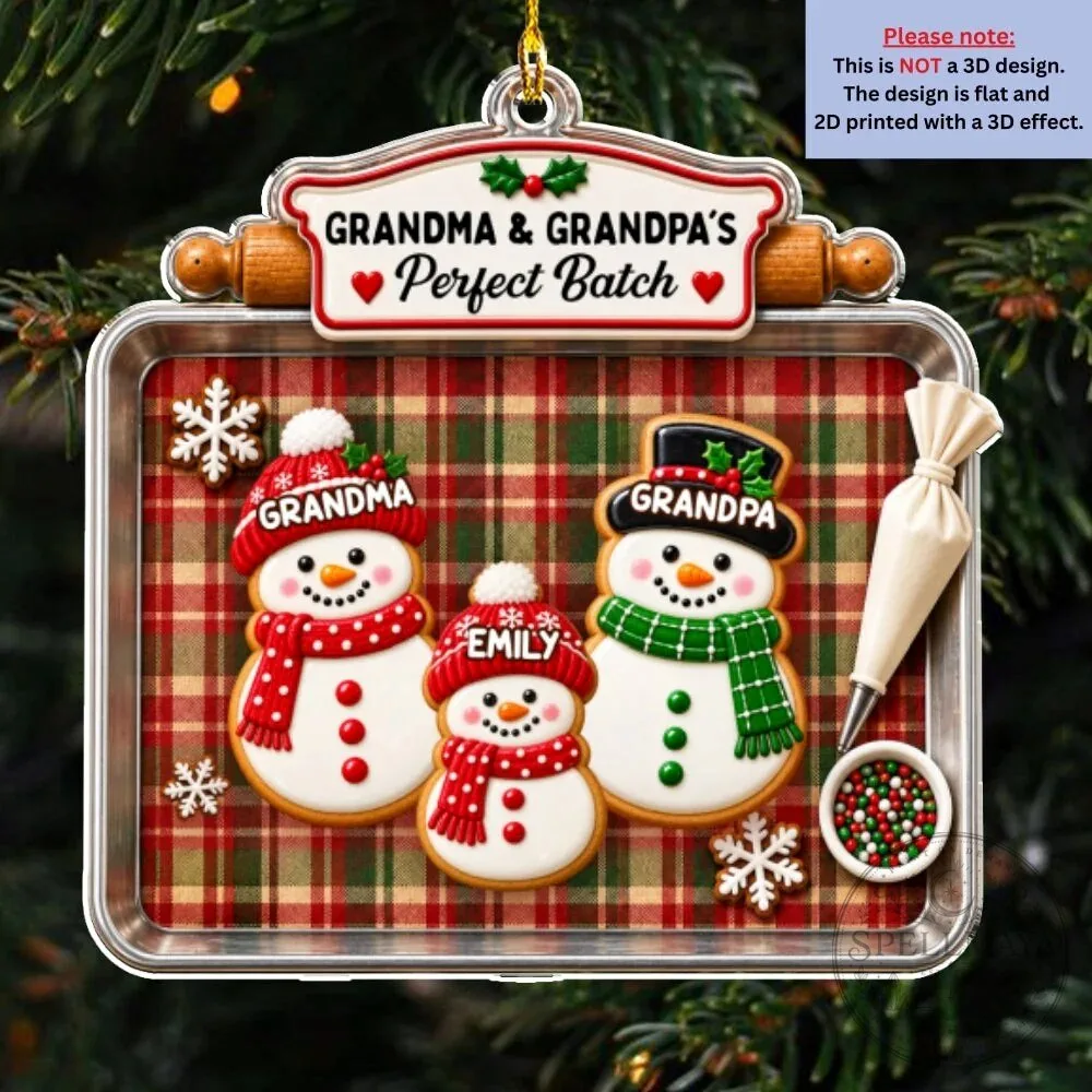 Grandma and Grandpa's Perfect Batch Personalized Cookie Snowman Christmas Ornament 19 Grandma and Grandpa