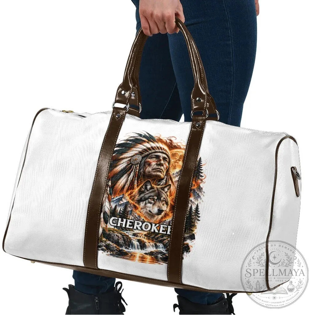 Cherokee Native American Chief Wolf Fiery Moon Travel Bag 11 Cherokee Native American Chief Wolf Fiery Moon Travel Bag