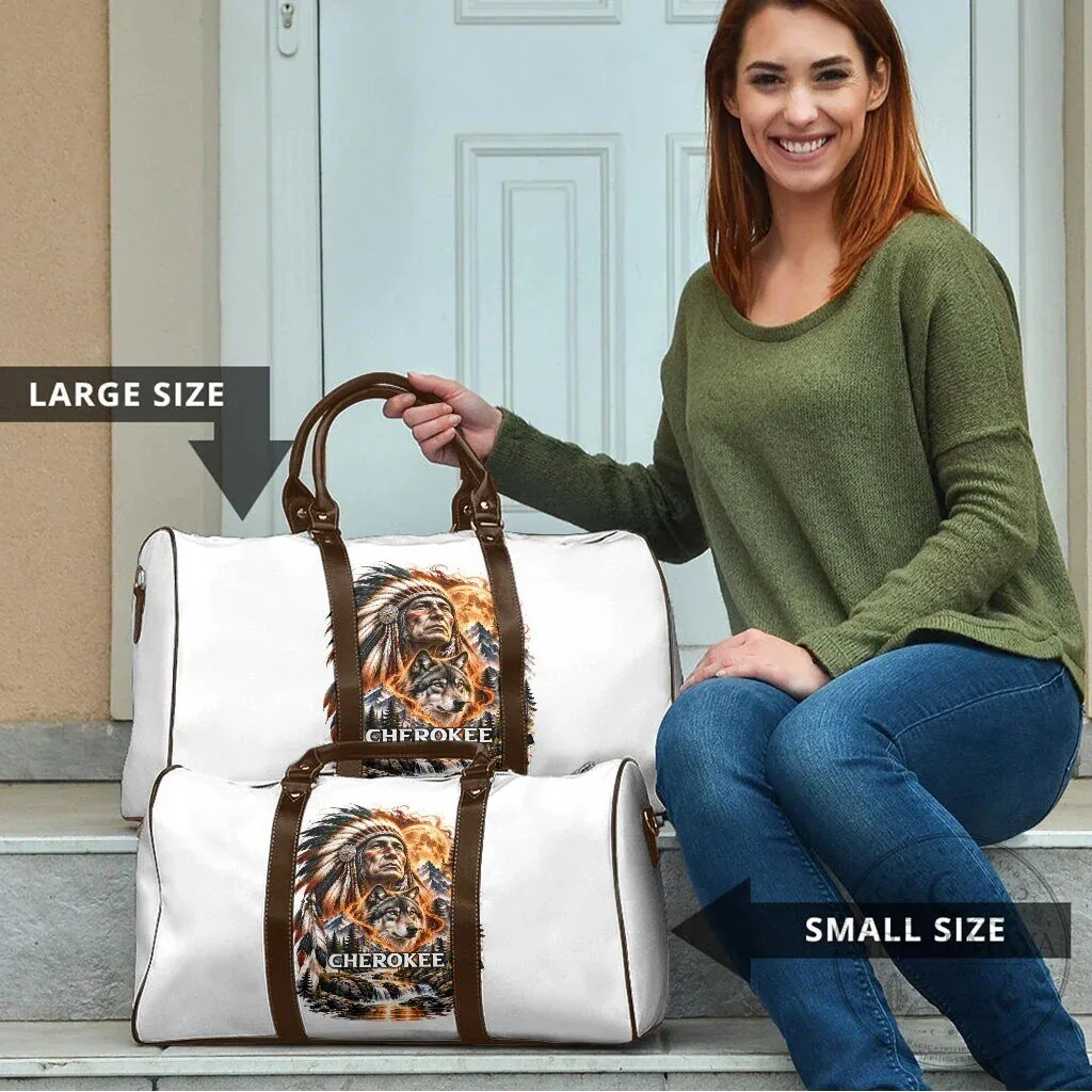 Cherokee Native American Chief Wolf Fiery Moon Travel Bag 14 Cherokee Native American Chief Wolf Fiery Moon Travel Bag