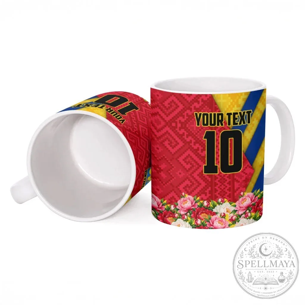 Romania Flag Decebalus Rex Lynx Peony Floral Motif Ceramic Coffee Mug 11 Romania Flag Decebalus Rex Lynx Peony Floral Motif Ceramic Coffee Mug