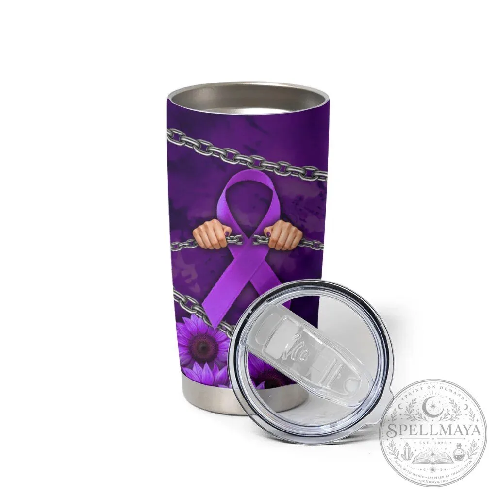 Domestic Violence Awareness Purple Ribbon Sunflower Strength Quote Tumbler 10 Domestic Violence Awareness Purple Ribbon Sunflower Strength Quote Tumbler
