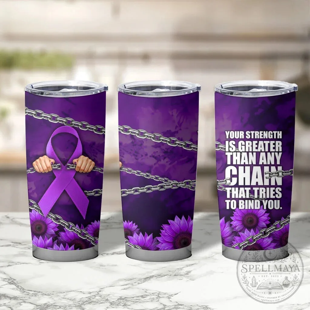 Domestic Violence Awareness Purple Ribbon Sunflower Strength Quote Tumbler 12 Domestic Violence Awareness Purple Ribbon Sunflower Strength Quote Tumbler