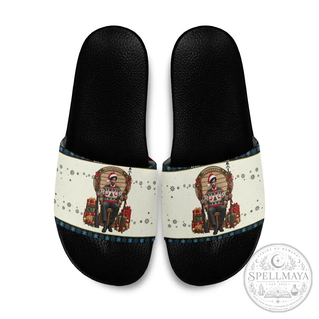 Huey P. Newton Black Panther Christmas Ugly Holiday Slide Sandals