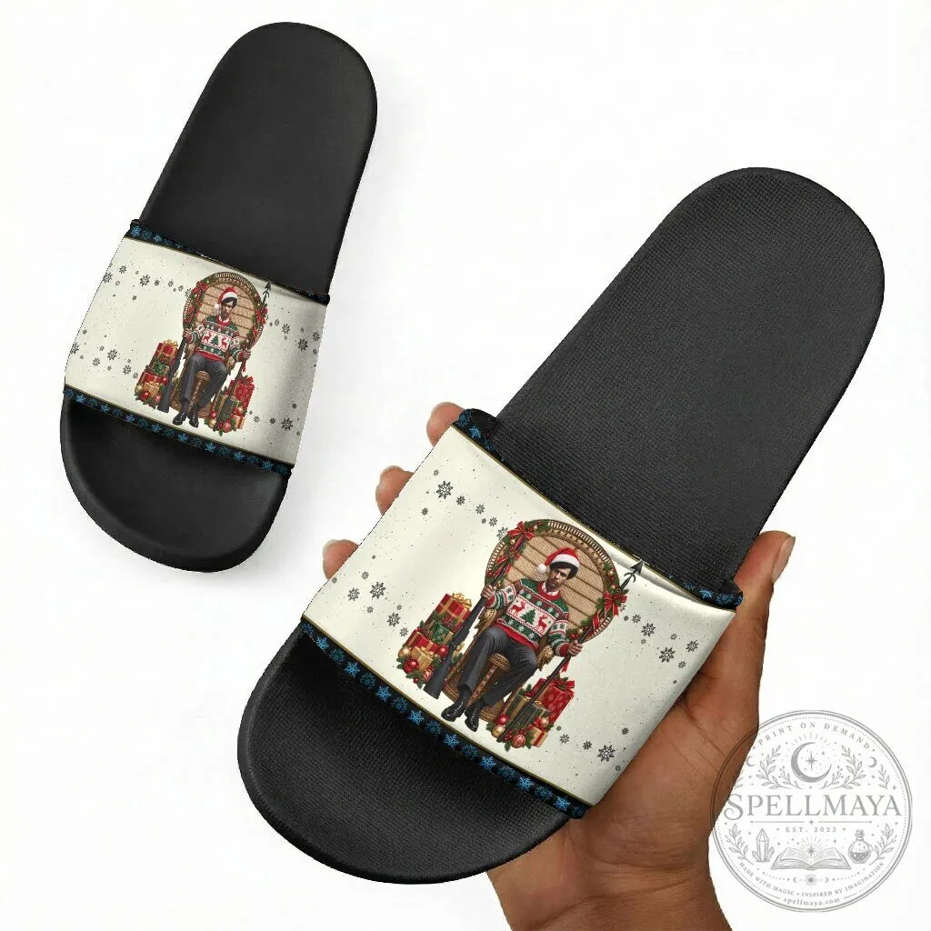 Huey P. Newton Black Panther Christmas Ugly Holiday Slide Sandals 11 Huey P. Newton Black Panther Christmas Ugly Holiday Slide Sandals