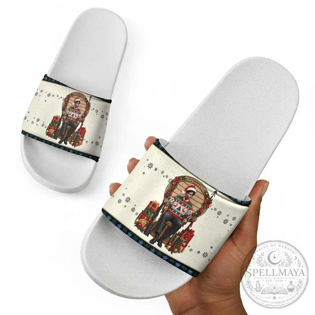 Huey P. Newton Black Panther Christmas Ugly Holiday Slide Sandals 13 Huey P. Newton Black Panther Christmas Ugly Holiday Slide Sandals