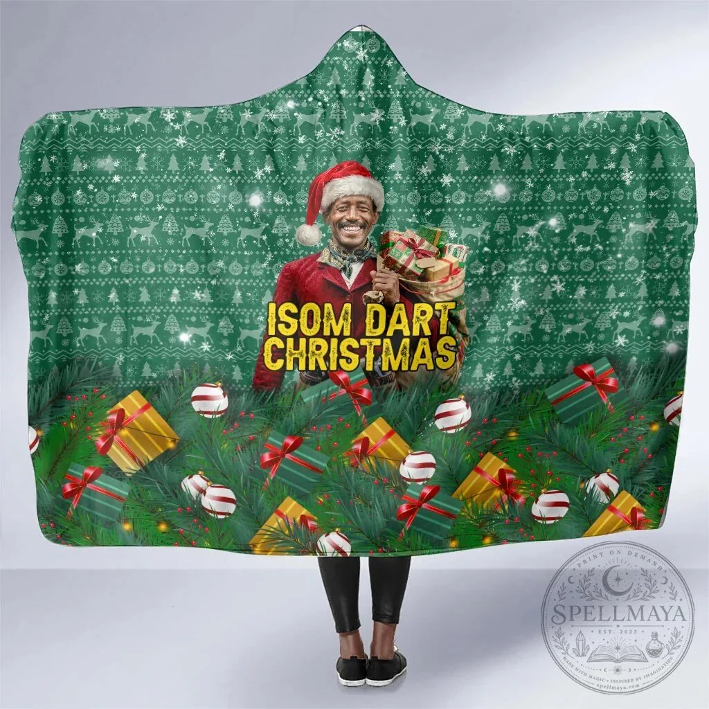 Isom Dart Christmas Holiday Black Cowboy Western Reindeer Hooded Blanket