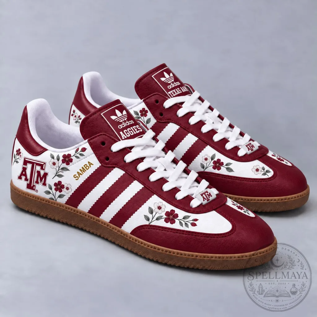 Texas A&M Aggies Floral Pattern Adidas Samba Shoes for Game Day