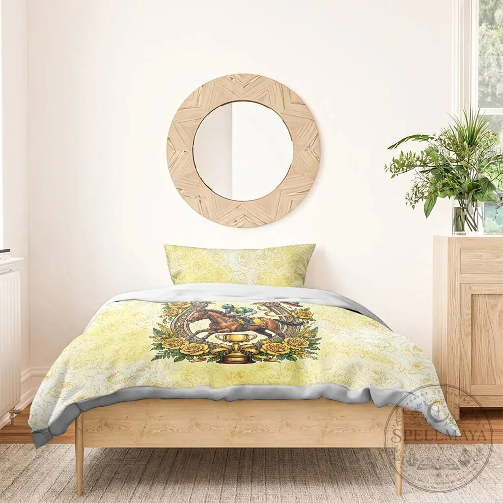 Melbourne Horse Race Yellow Rose Floral Horseshoe Bedding Set 17 Melbourne Horse Race Yellow Rose Floral Horseshoe Bedding Set