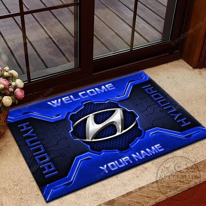 Hyundai Car Logo Welcome Custom Name Doormat