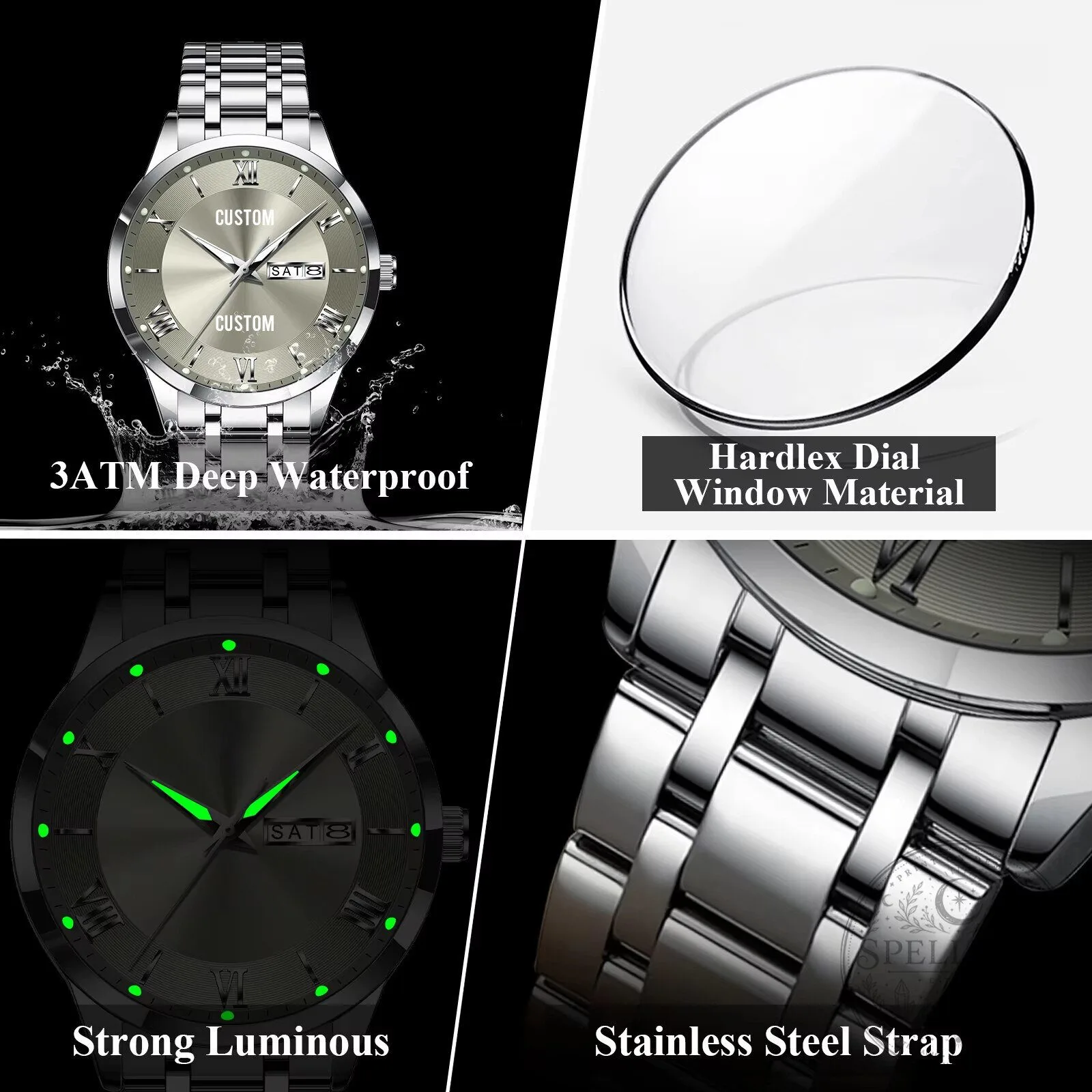 Kawasaki Custom Name Elegant Silver Men's Stainless Steel Watch 27 Kawasaki Custom Name Elegant Silver Men