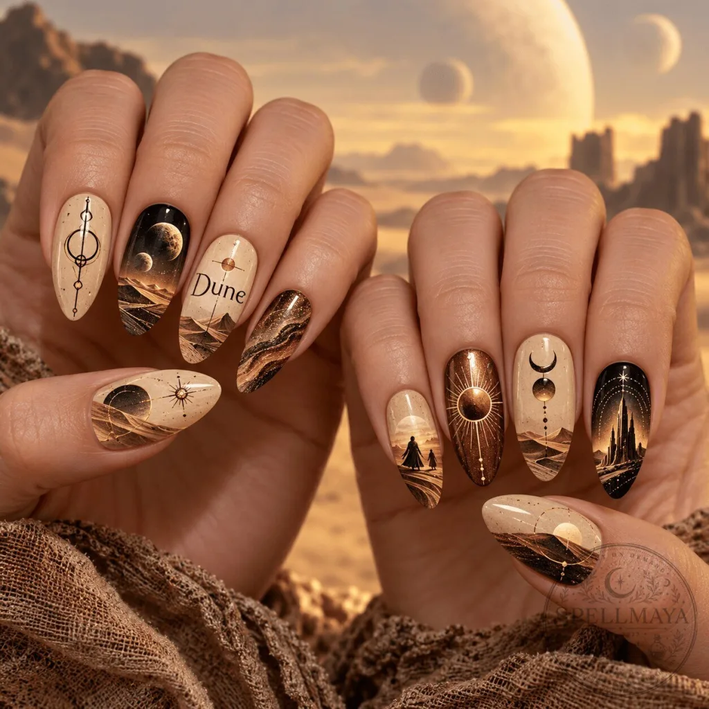 Dune Desert Sandworm Sci-Fi Landscape Press-On Nails Set Dune Desert Sandworm Sci-Fi Landscape Press-On Nails Set
